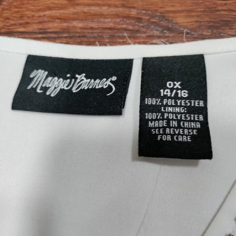 Maggie Barnes White Beaded Whimsy Artsey Lagenlook Gauzy Boho Mini Dress 14,NWT - Picture 7 of 10
